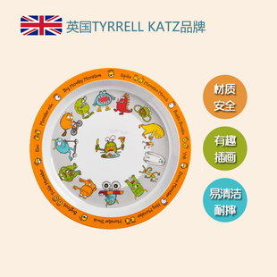 英国Tyrrell katz儿童餐具多彩插画盘宝宝耐摔结实餐盘圆盘现货