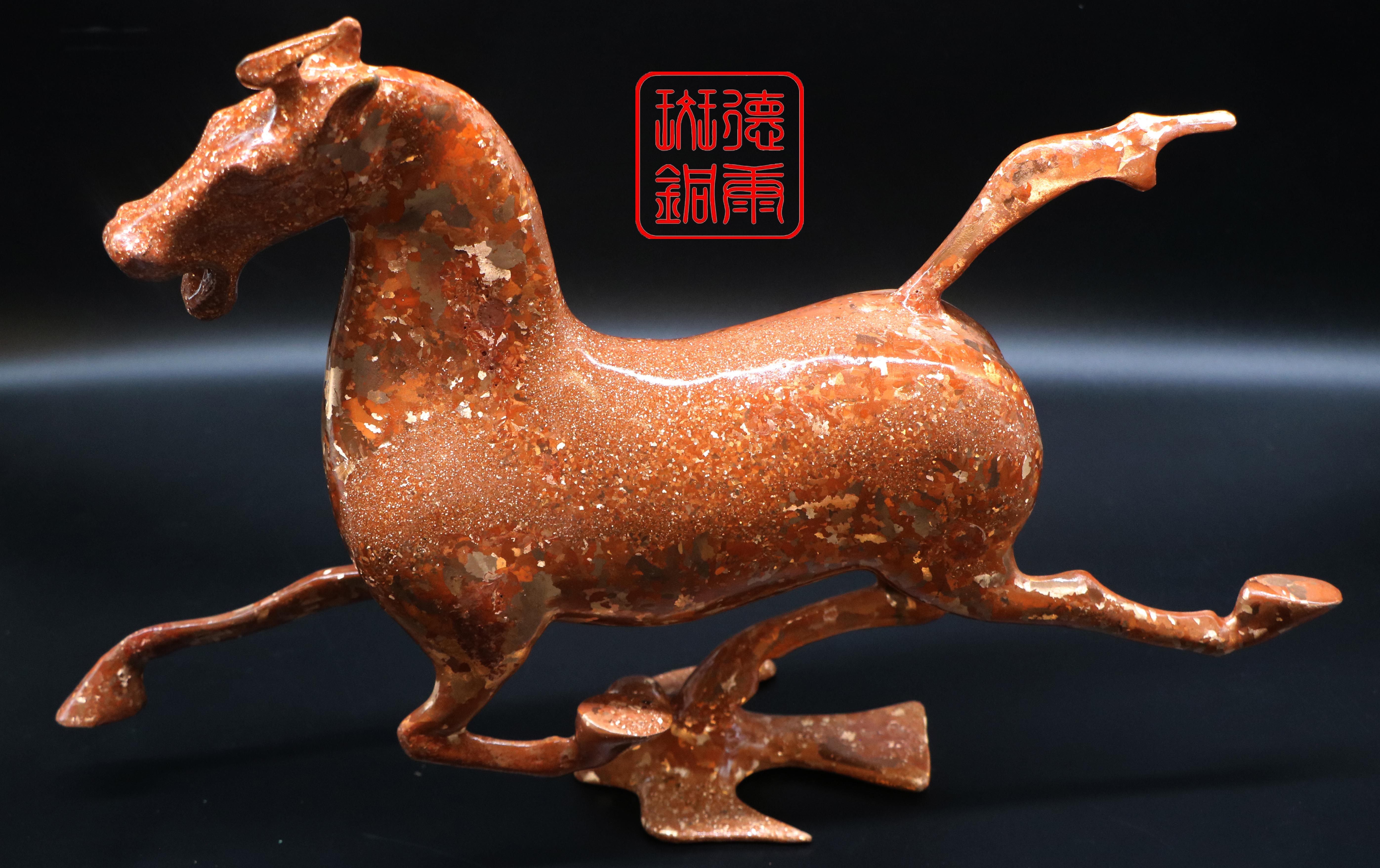 云南会泽德康斑铜 手工铸造工艺品马踏飞燕 非遗传承人康贵友