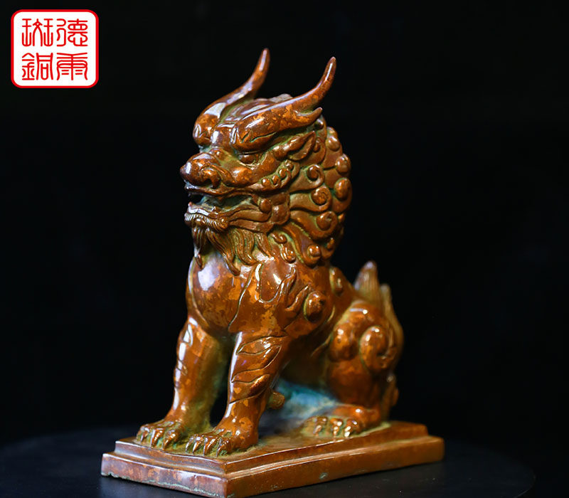 会泽德康斑铜非物质文化遗产传承云南特有手工艺术品火麒麟摆件