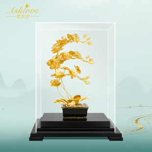 金箔摆件蝴蝶兰家居客厅办公室桌面高档装饰公司开业大吉乔迁礼物
