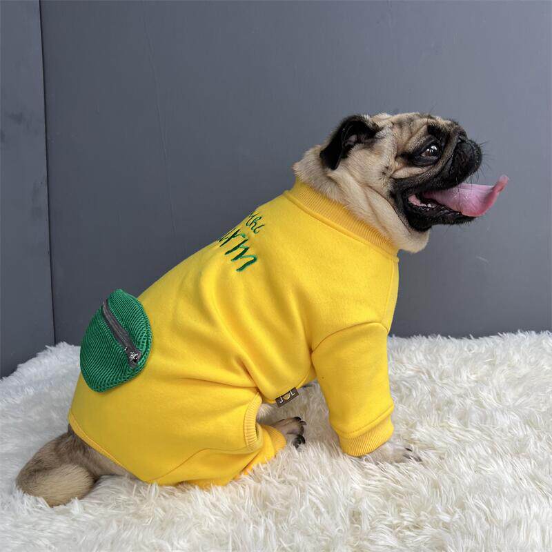 巴哥法斗犬秋冬装加绒四脚衣服带口袋纯棉弹力斗牛犬狗狗四脚衣服