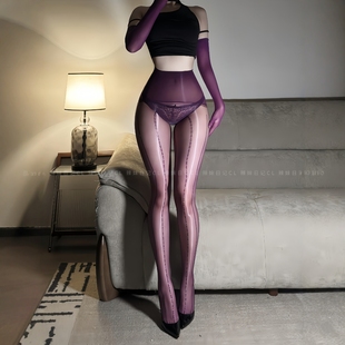 辣妹日记CL「电波」编织蕾丝提花性感丝袜无缝丝滑油亮超薄连裤袜