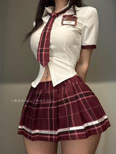 辣妹日记CL性感jk制服纯欲收腰女日系学院风领带超短衬衣百褶裙套