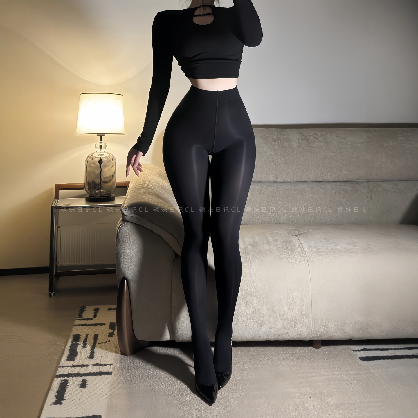 黑色秋冬高腰连裤袜灰色丝袜120D