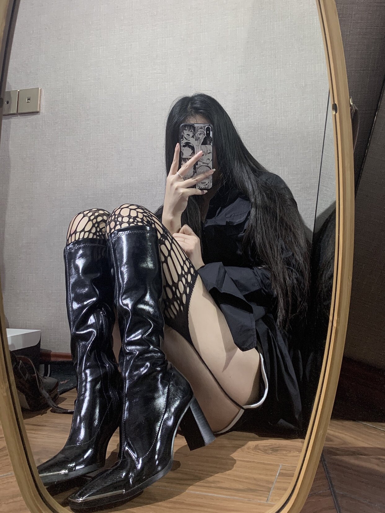 辣妹日记cl暗黑网袜性感吊带袜不规则网格哥特打底袜朋克辣妹