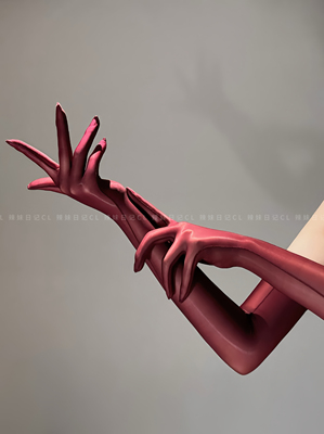 超滑高密油亮安可拉红丝袜手套女