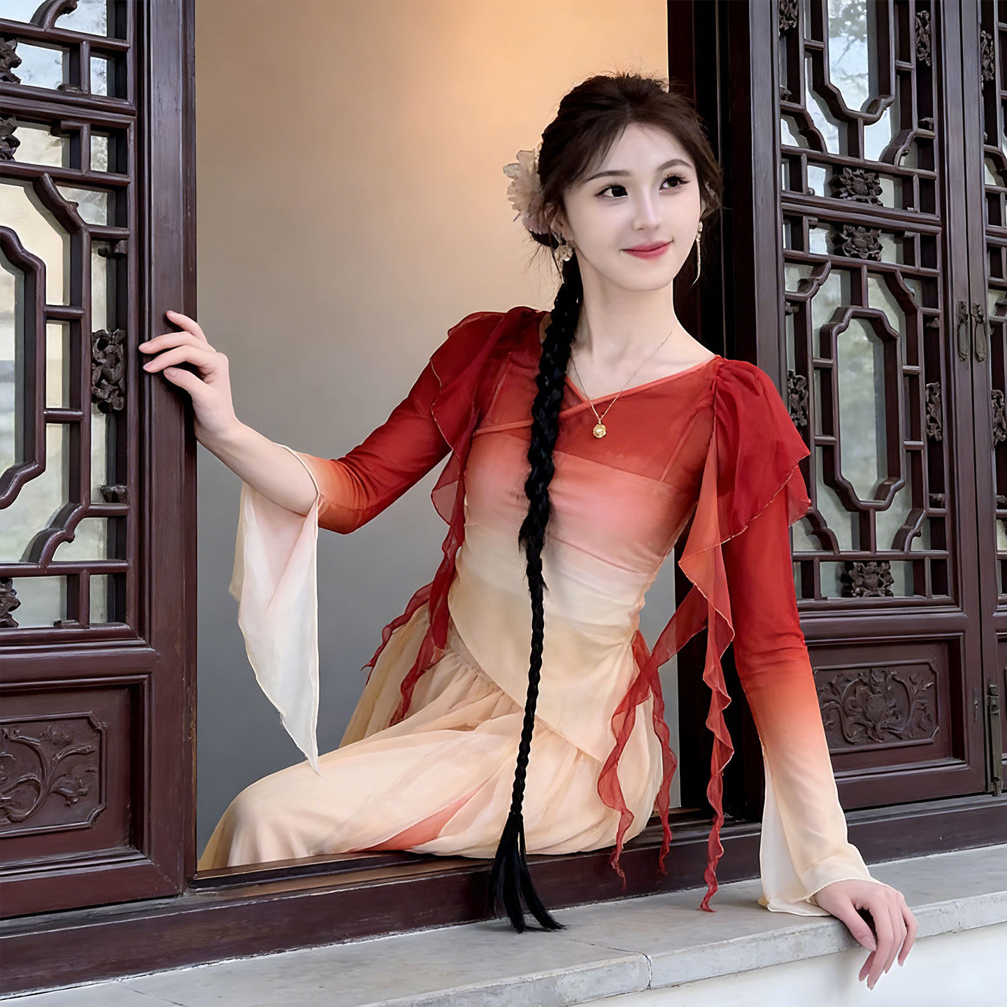 落了白月满西楼别序舞蹈演出服粉色汉服女古装中国风飘逸苍穹唤坠