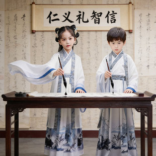 清明上河图摘居舞蹈演出服装男女水墨飘逸汉服书童表演赤岭乱世书