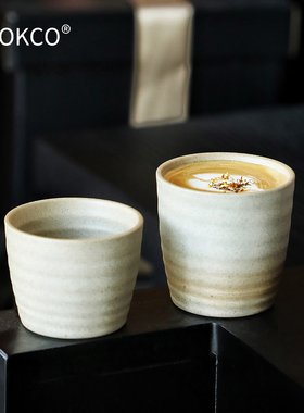 ZEOKCO粗陶咖啡杯高档酒店陶瓷手握杯早餐杯简约水杯子拿铁拉花杯