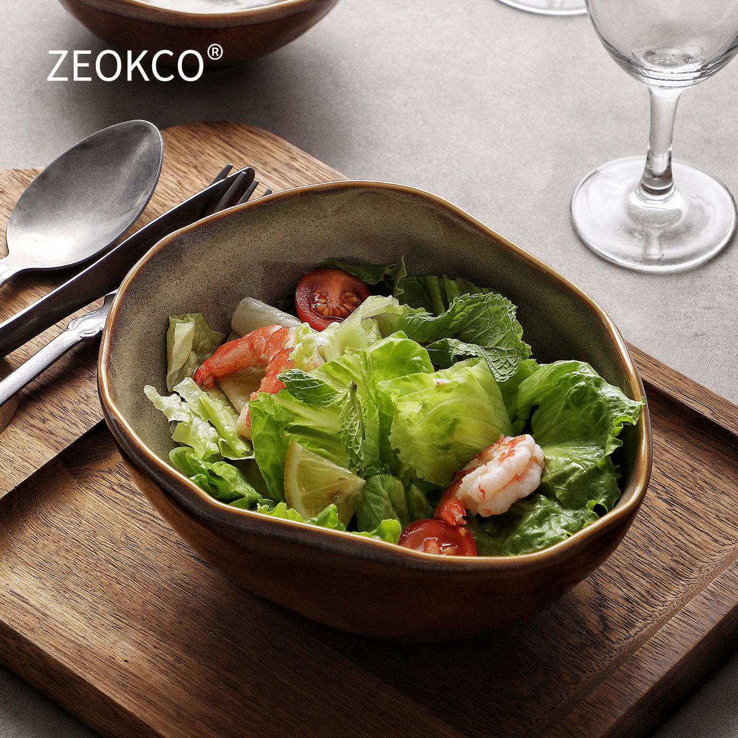 ZEOKCO陶瓷韵味不规则碗大小号