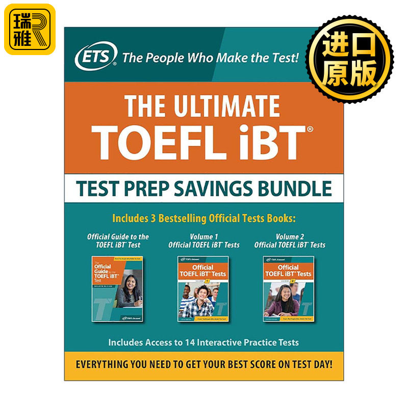 英文原版 The Ultimate TOEFL iBT Test Prep Savings Bundle 新托福考试备考3本套装 官方指南+测试卷2册 第4版 英文版 进口