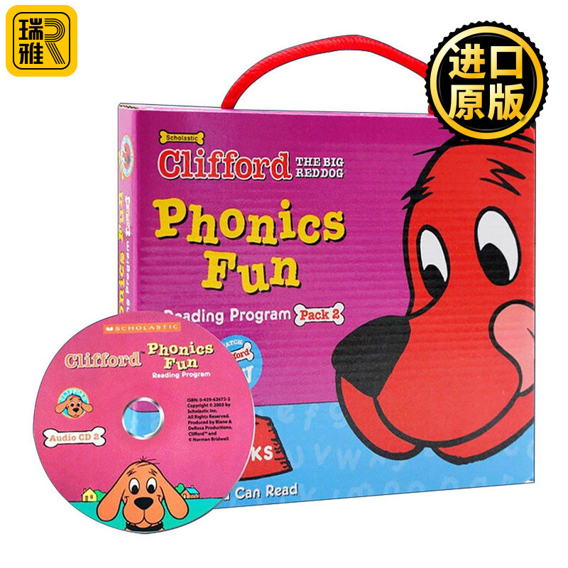 英文原版 Clifford Phonics Fun Box Set 2 大红狗自然拼读套装2 带光盘 英文版 进口英语原版书籍