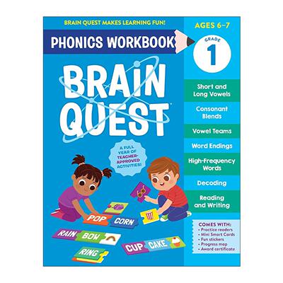 英文原版 Brain Quest Phonics Workbook Grade 1 大脑任务自然拼读练习册 一年级 英文版 进口英语原版书籍