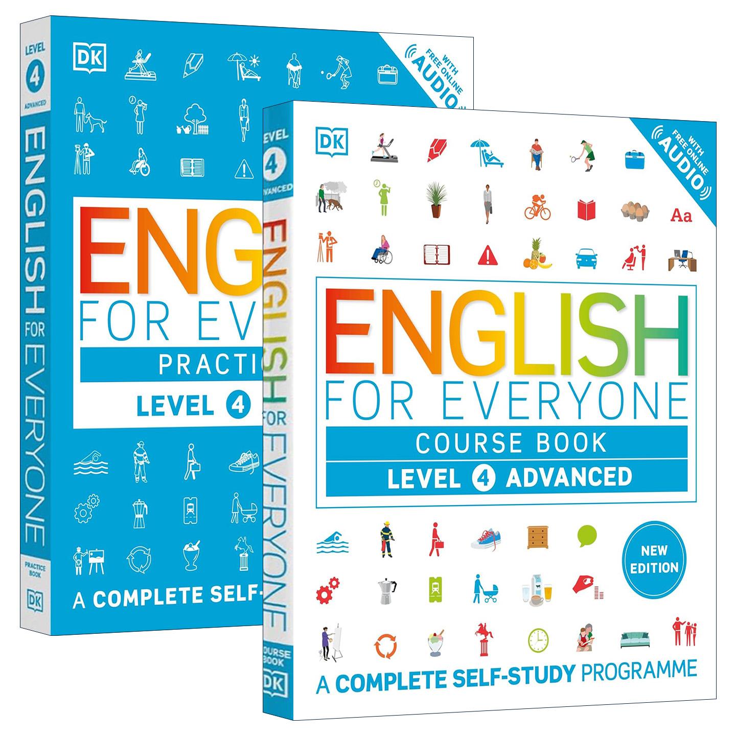 英文原版 English for Everyone Course Book Level 4 Advanced DK人人学英语4新版 高级教材书+练习册 2册 英文版 进口原版书籍