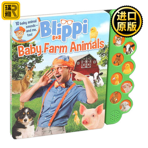 英文原版绘本 Blippi Baby Farm Animals 布里皮 农场上的10种声音 幼儿启蒙 发声书 英文版 进口英语原版书籍