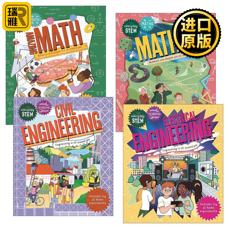 英文原版 Everyday STEM 每日STEM精装系列4册 精装科普读物 电气/土木工程 应用/神奇数学 英文版 进口英语原版书籍