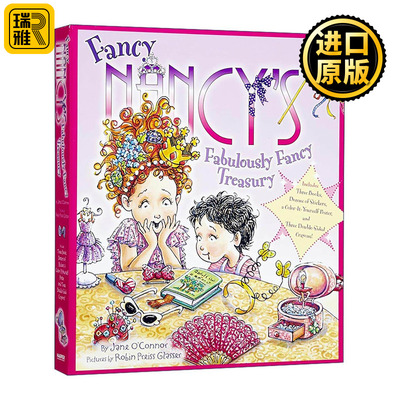 英文原版 Fancy Nancy's Fabulously Fancy Treasury 漂亮的南希3册绘本盒装 精装 带贴纸 蜡笔 可画海报 英文版 进口英语原版书籍
