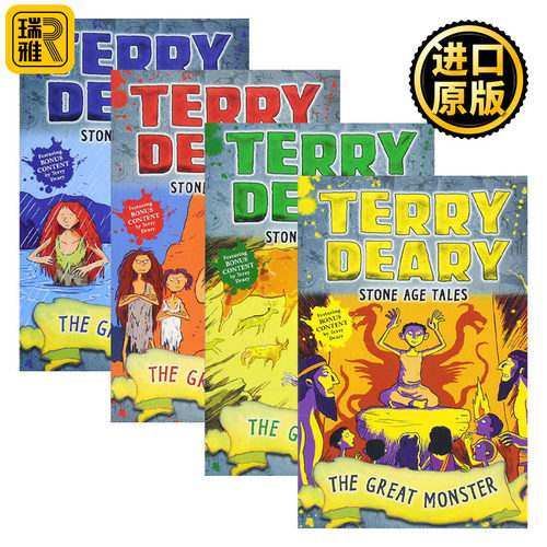 石器时代的故事4册 英文原版 Terry Deary's Historical Talesy Stone Age Tales 大洞穴 大风暴 儿童章节桥梁小说 进口英语书籍