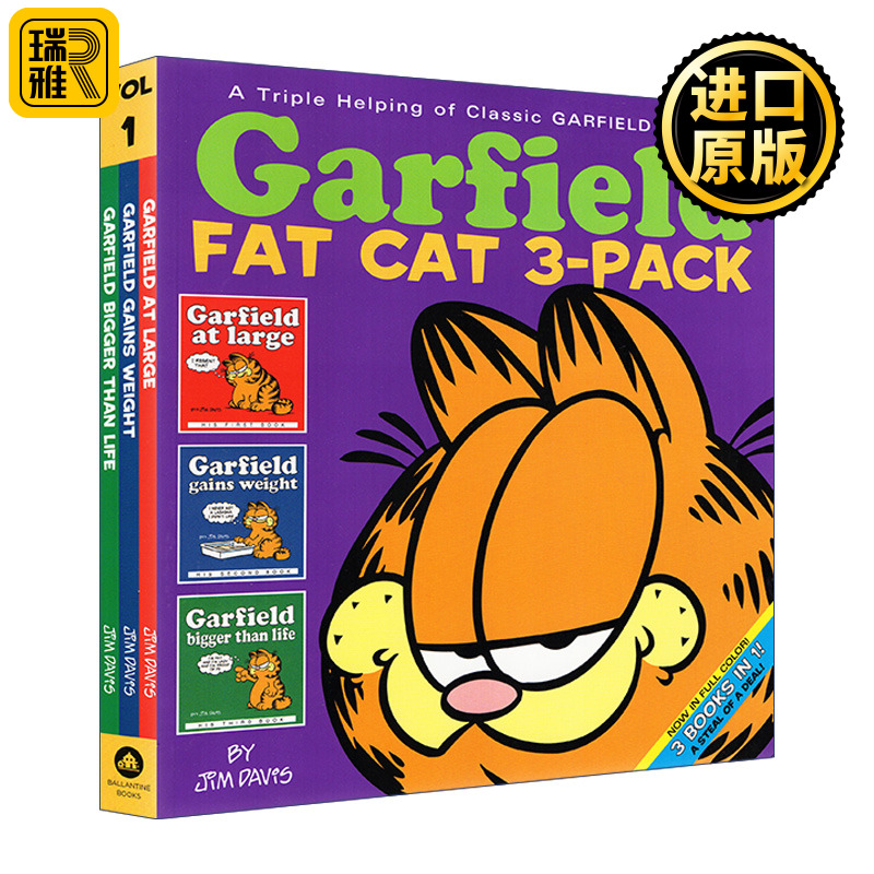 英文原版 Garfield Fat Cat 3-Pack #1 加菲猫漫画 三合一 1 经典趣味幽默漫画 儿童课外阅读图画故事书 Jim Davis 英文版 进口书 书籍/杂志/报纸 漫画类原版书 原图主图