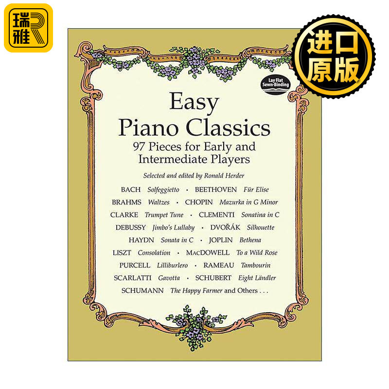 英文原版 Easy Piano Classics 简易钢琴经典曲目 适合初级与中级演奏者的练习指南 乐谱 英文版 进口英语原版书籍