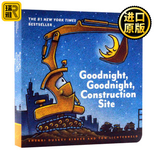 书籍 儿童英语启蒙图画书 英文原版 纸板书 Goodnight 晚安建筑工地 睡前故事绘本 Site Construction 进口原版
