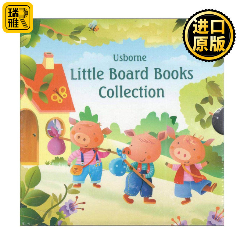 英文原版 Usborne Little Board Books 尤斯伯恩5册图画故事纸板书盒装 精装 姜饼人 麦克唐纳爷爷的农场 月球上 进口英语原版书籍