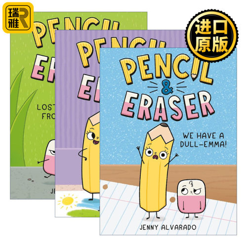 英文原版 Pencil & Eraser精装系列3册 铅笔与橡皮擦系列 儿童章节桥梁故事漫画书 Jenny Alvarado 英文版 进口英语原版书籍