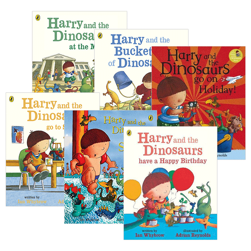 哈利和恐龙绘本6本套装 Harry and Dinosaurs 英文原版 生日快乐 去学校 博物馆 英文版儿童英语图画故事书 进口书籍 Ian Whybrow