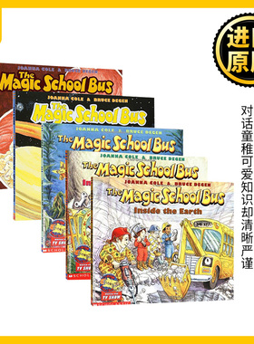 神奇校车系列5册 英文原版绘本 The Magic School Bus 儿童科普图画书 Joanna Cole 神奇的魔法校巴正版全套桥梁读物 英语书籍