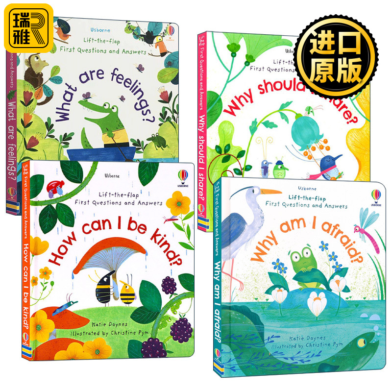 Usborne Lift-the-Flap First Questions and Answers 儿童你问我答科普翻翻书 情绪品格养成系列4册