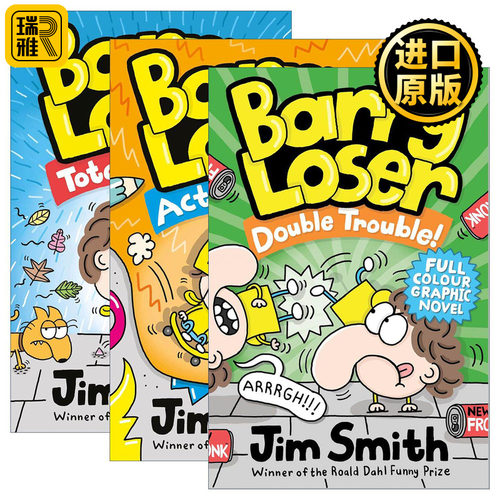 英文原版 Barry Loser 倒霉蛋巴里系列3册 彩色幽默漫画小说 十足的嬴家 动作英雄 双重麻烦 英文版 进口英语原版书籍