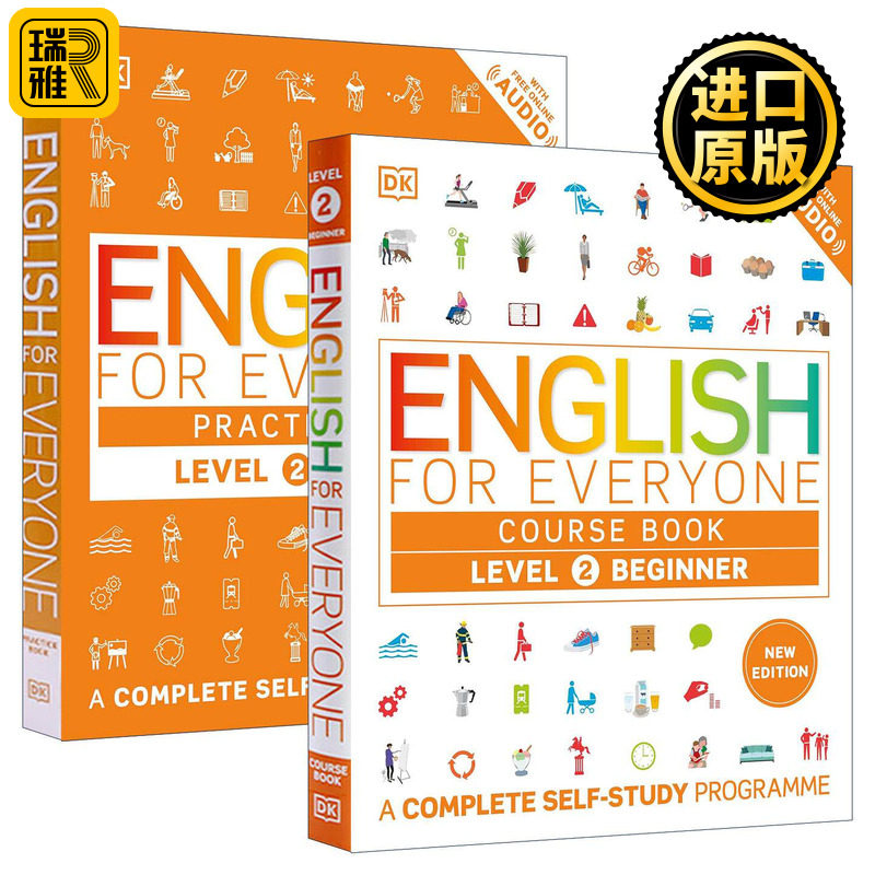 英文原版 English for Everyone Course Book Level 2 Beginner DK人人学英语2新版 初级自学教材+练习册教辅 2册 附线上音频 进口