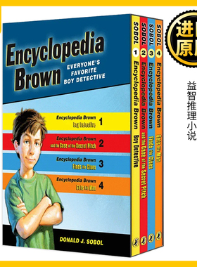 百科全书小布朗4册盒装 英文原版 Encyclopedia Brown 爱伦坡奖 唐纳索博尔 少儿英语阅读课外读物 益智推理小说 进口英语书籍