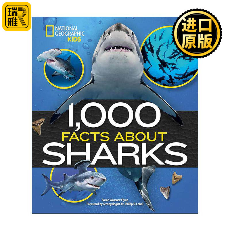 英文原版 1000 Facts About Sharks 关于鲨鱼的1000个事实 美国国家地理 儿童精装海洋生物科普百科 英文版 进口英语原版书籍