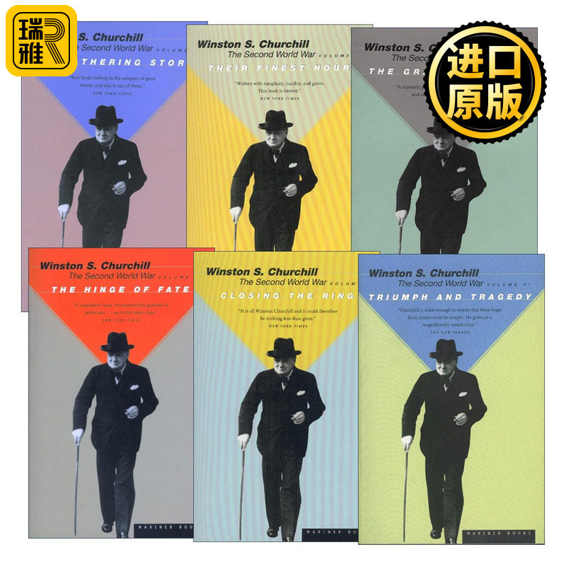 英文原版 The Second World War 第二次世界大战回忆录系列6册 胜利与悲剧 命运的关键 伟大的同盟 丘吉尔 英文版 进口原版书籍