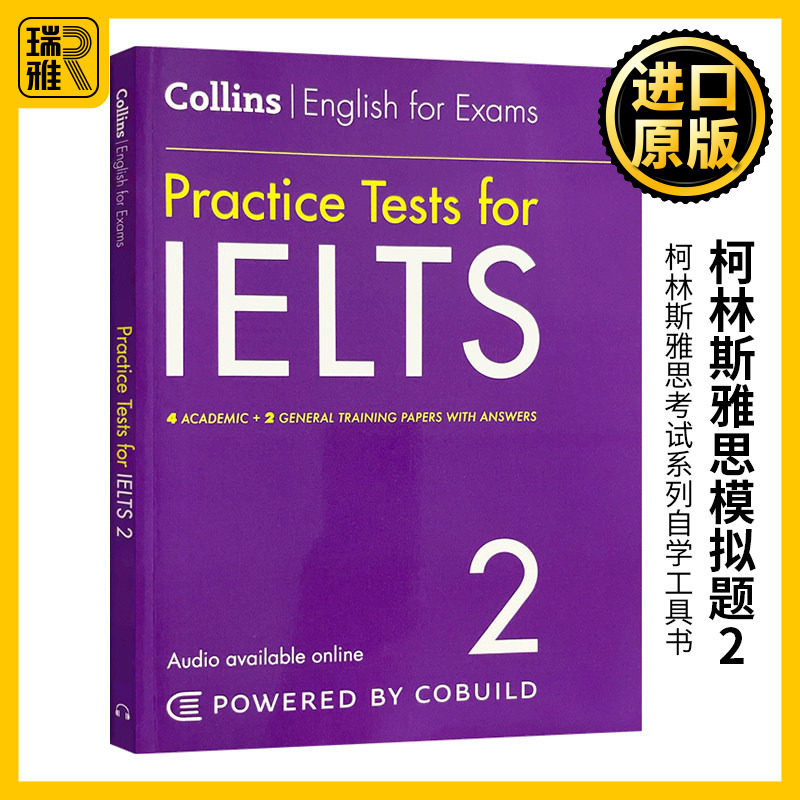 柯林斯雅思模拟题2 英文原版 Practice Tests for IELTS 2 柯林斯雅思考试系列自学工具书 Collins English for Exams进口英语书籍