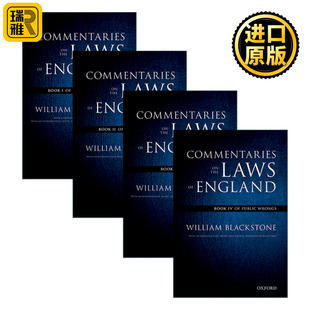 the England Oxford 布莱克斯通英国法释义 Commentaries Laws 牛津版 The Blackstone 英文原版 全四卷 Edition