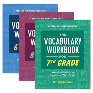 英文版 书籍 Workbook系列3册 每周积累 提高阅读 8年级英语词汇练习册 Vocabulary 进口原版 英文原版 拼写和词汇使用能力 The
