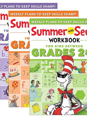 英文原版 Summer with Seuss Workbook 苏斯博士暑假练习册3册 儿童益智游戏学习活动书 拼图 贴纸 英文版 进口英语原版书籍