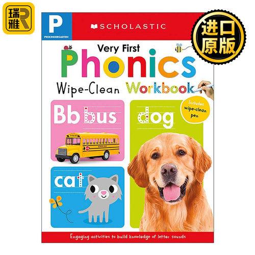 英文原版 Wipe Clean Workbooks Pre-K 学乐早教 自然拼读练习册 擦擦书 英文版 进口英语原版书籍