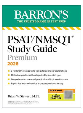 英文原版 PSAT/NMSQT Premium Study Guide 2026 巴朗PSAT/NMSQT 美国中学生初步学术评估测试学习指南 2套题+复习指南+在线练习