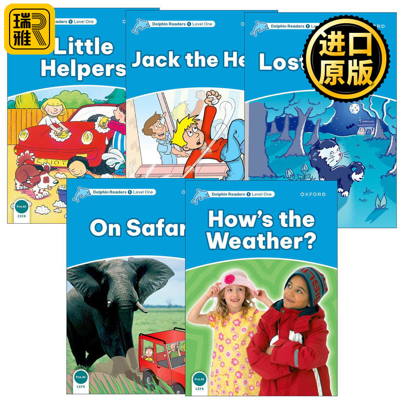 英文原版 Oxford Dolphin Readers Level 1 牛津海豚读物1级别5册 小帮手 迷路的猫咪 牛津小学精读练习读本 英文版 进口原版书籍