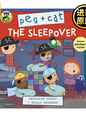 正版 Peg + Cat The Sleepover佩格与小猫数学绘本附贴纸3