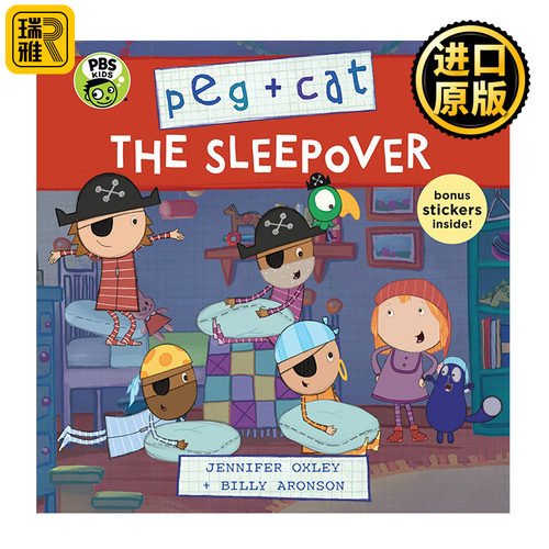 正版 Peg + Cat The Sleepover佩格与小猫数学绘本附贴纸3