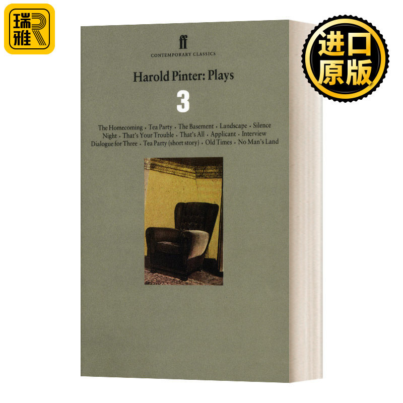哈罗德品特戏剧集3 英文原版 Harold Pinter Plays 3 诺贝尔文学奖得主 归乡 旧时光 无人之地 进口英语原版书籍