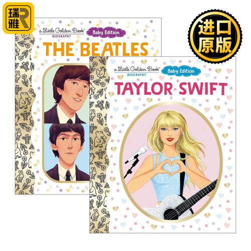 英文原版 Little Golden Book Biography Baby Edition 兰登书屋小金书2册 泰勒·斯威夫特/披头士乐队 儿童传记绘本 纸板书 进口