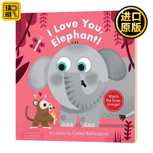 正版 Little Faces I Love You, Elephant!百变脸谱系列精装立体变景书儿童绘本
