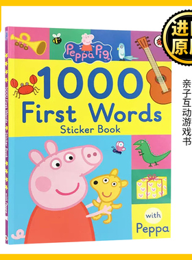 英文原版贴纸绘本 Peppa Pig 1000 First Words Sticker Book粉红佩佩猪小妹佩奇入门启蒙初级1000单词词汇英语启蒙亲子互动游戏书