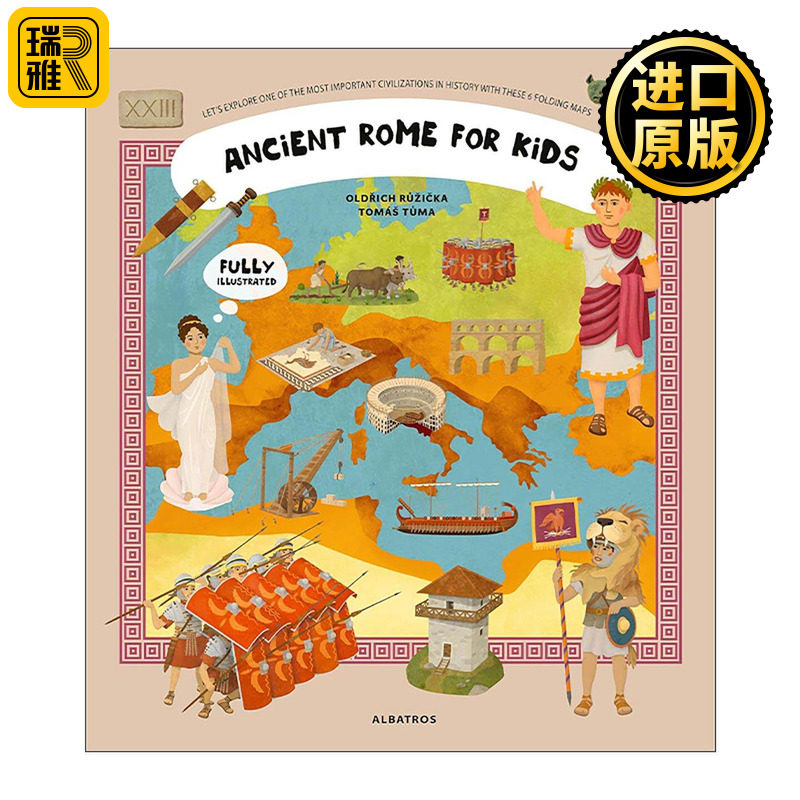 英文原版 Ancient Rome for Kids 揭秘历史系列3 古罗马 儿童科普百科精装绘本 含互动式折叠地图 英文版 进口英语原版书籍