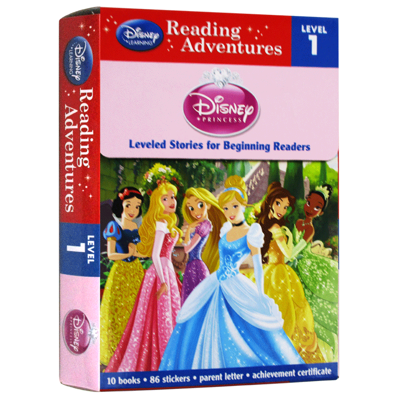 迪士尼阅读大冒险套装10册 Reading Adventures Disney Princess 英文原版 白雪公主灰姑娘睡美人美女与野兽进口英语书籍